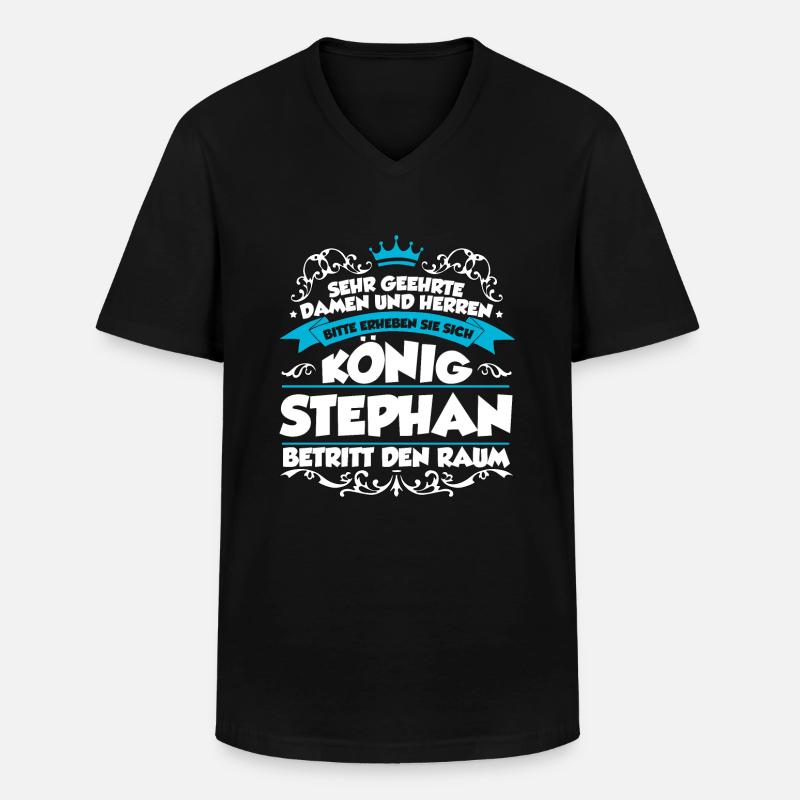 Stephan Name Design - Männer-T-Shirt mit V-Ausschnitt - Schwarz