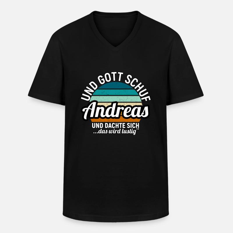 Andrej - Männer-T-Shirt mit V-Ausschnitt - Schwarz