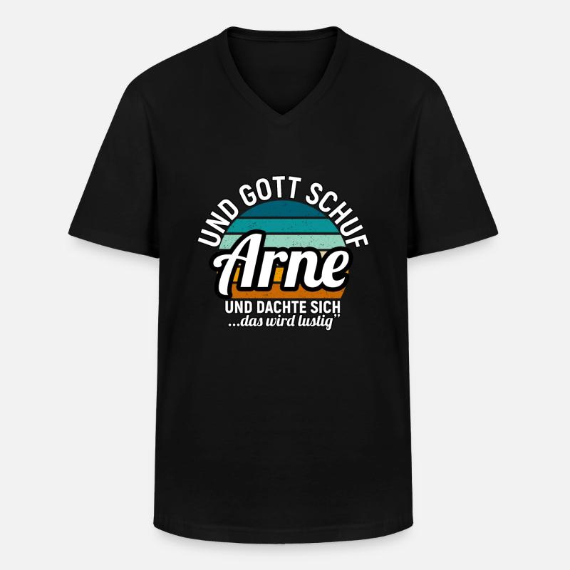 Arnold - Männer-T-Shirt mit V-Ausschnitt - Schwarz