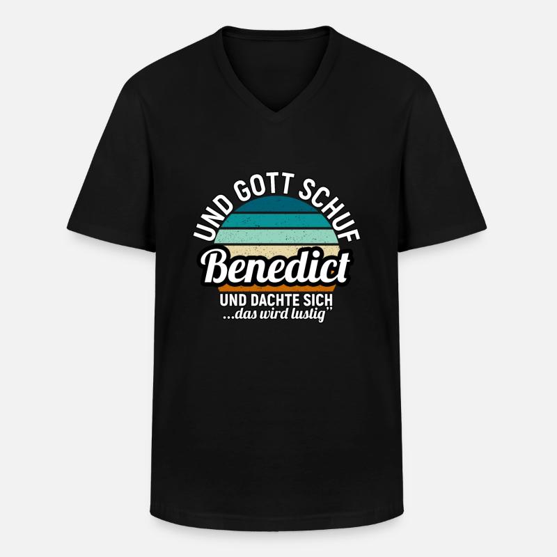 Benjamin - Männer-T-Shirt mit V-Ausschnitt - Schwarz