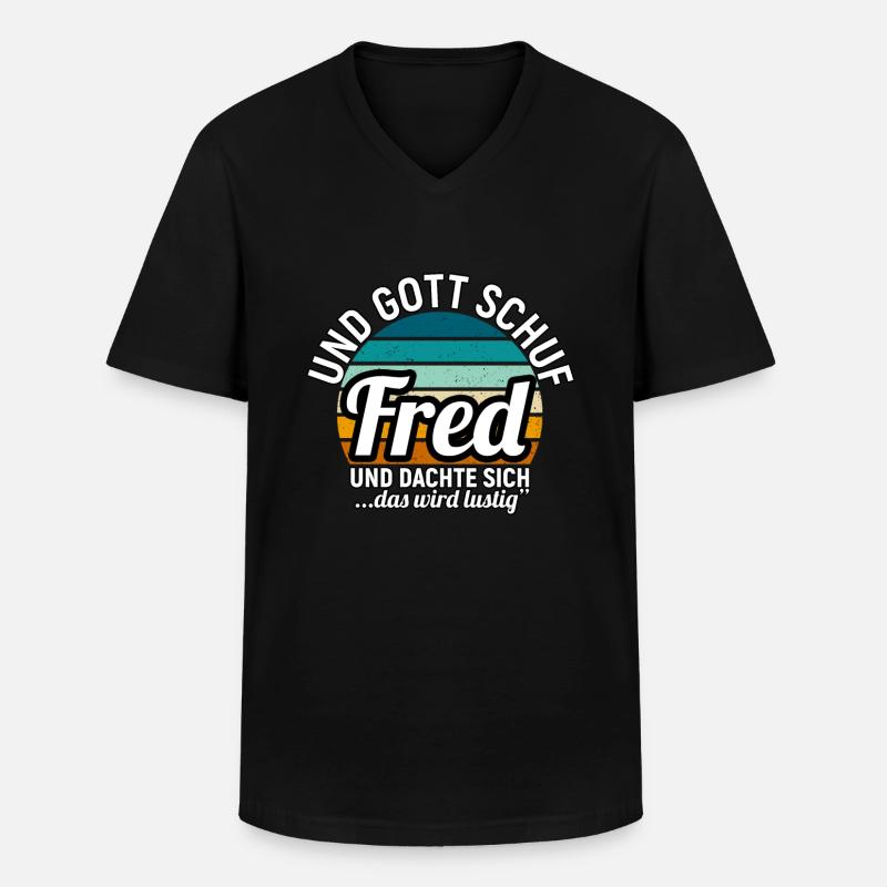 Fred - Männer-T-Shirt mit V-Ausschnitt - Schwarz