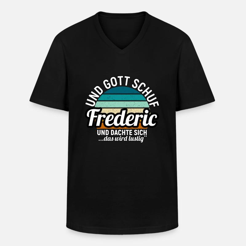 Frederic - Männer-T-Shirt mit V-Ausschnitt - Schwarz