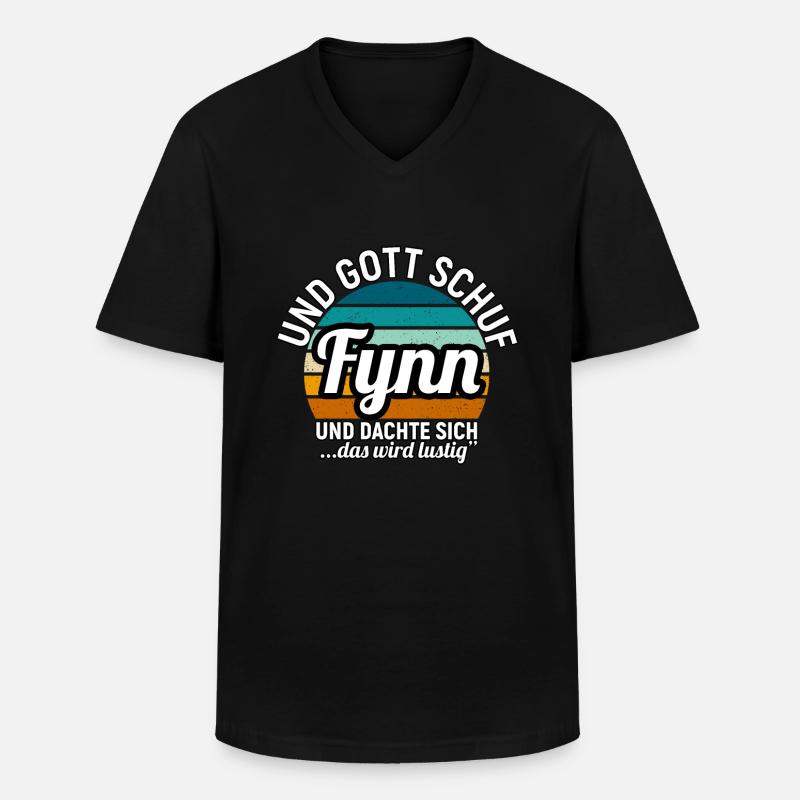 Fynn - Männer-T-Shirt mit V-Ausschnitt - Schwarz