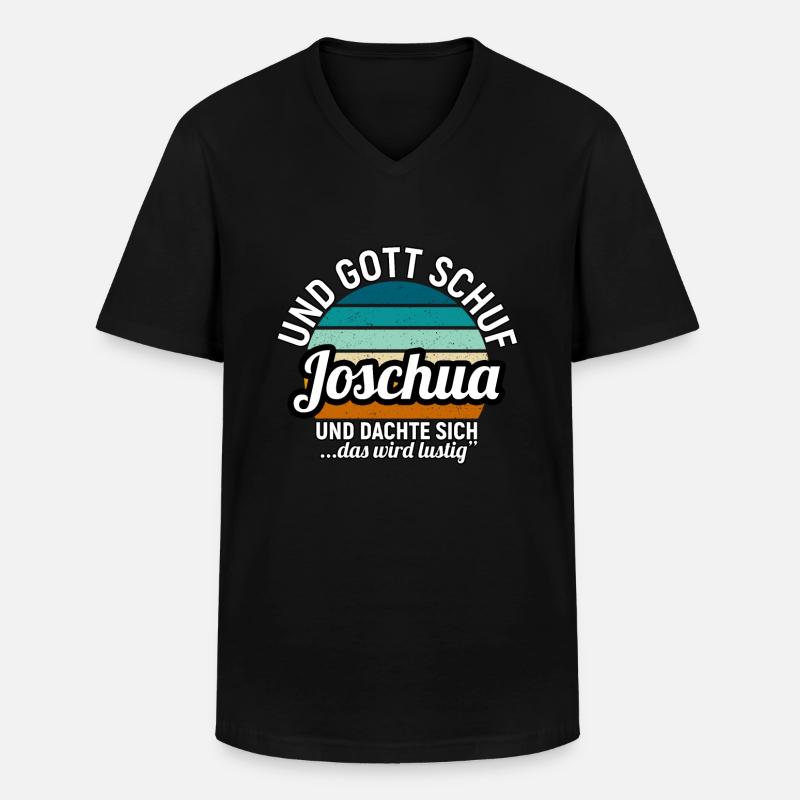 Joschua - Männer-T-Shirt mit V-Ausschnitt - Schwarz