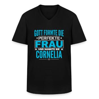Cornelia Name Design - Männer-T-Shirt mit V-Ausschnitt - Schwarz - Vorne - AI Model Male 178 dark (178cm)