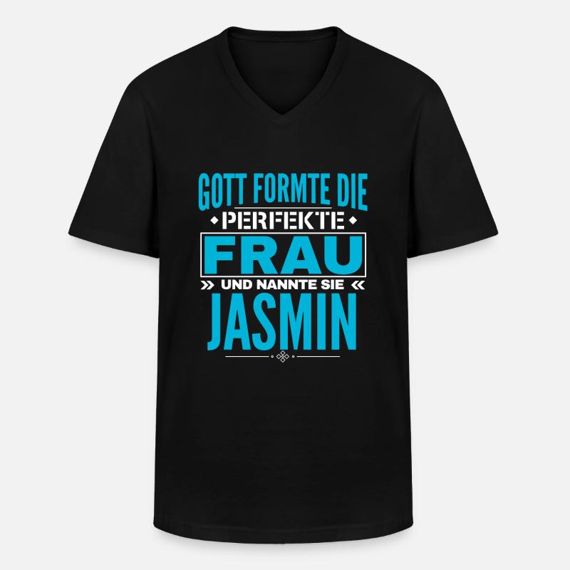 Jasmin Name Design - Männer-T-Shirt mit V-Ausschnitt - Schwarz