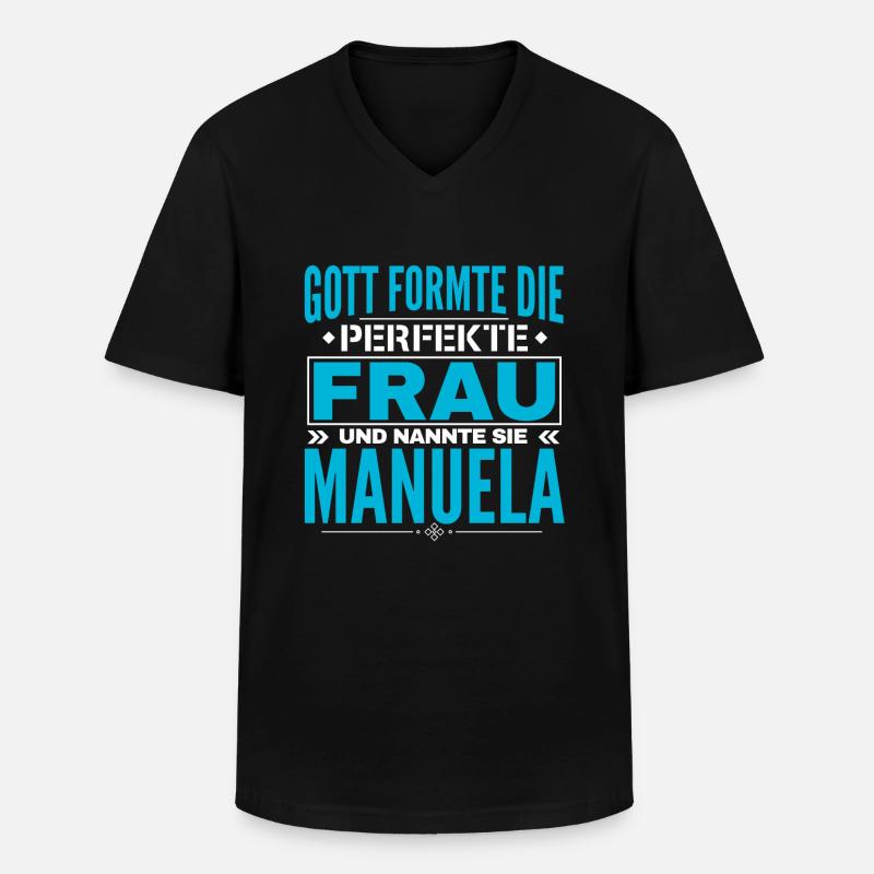 Manuela Name Design - Männer-T-Shirt mit V-Ausschnitt - Schwarz