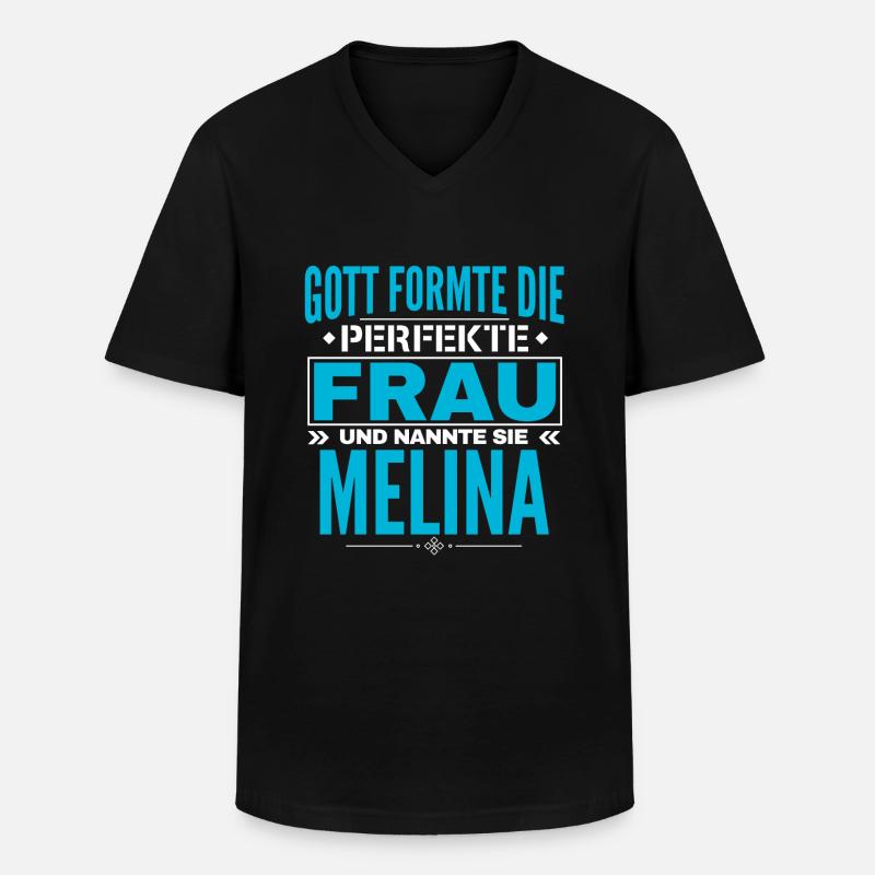 Melina Name Design - Männer-T-Shirt mit V-Ausschnitt - Schwarz