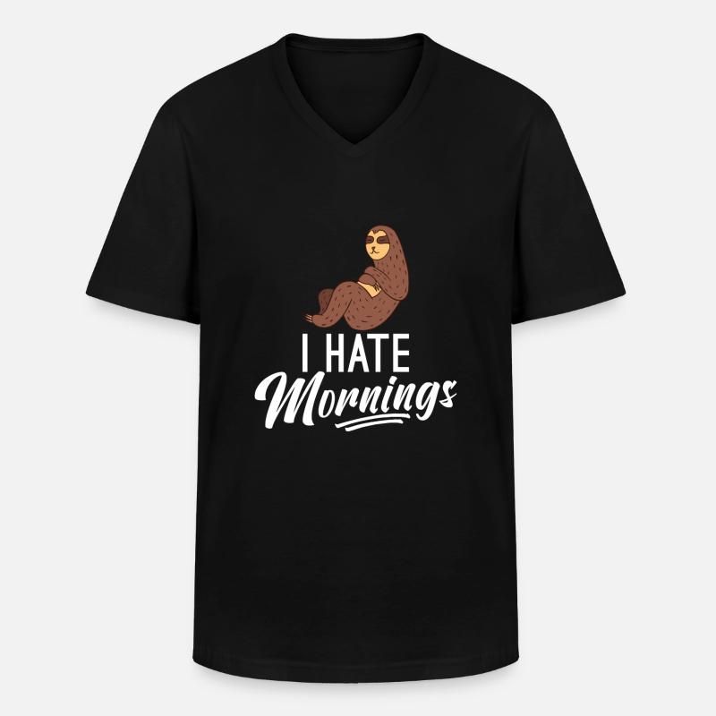 I hate mornings - Männer-T-Shirt mit V-Ausschnitt - Schwarz