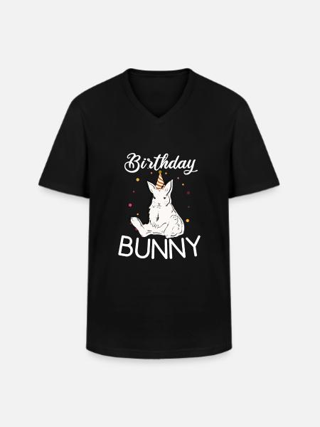 Birhtday Rabbit - Men's V-Neck T-Shirt - black