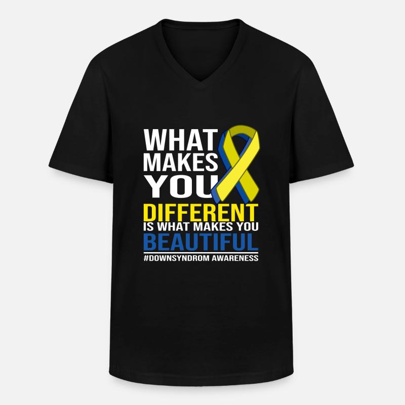 Different Beautiful Downsyndrom Awareness - Männer-T-Shirt mit V-Ausschnitt - Schwarz
