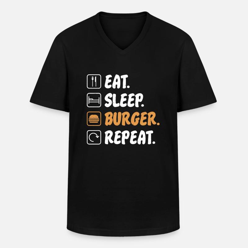 Burger Lover Geschenk - Männer-T-Shirt mit V-Ausschnitt - Schwarz