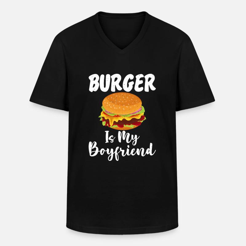 Burger Lover Geschenk - Männer-T-Shirt mit V-Ausschnitt - Schwarz