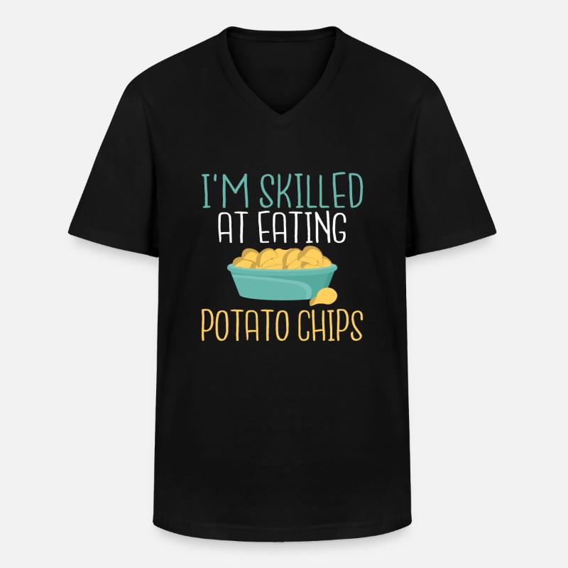 Kartoffelchips Geschenk - Männer-T-Shirt mit V-Ausschnitt - Schwarz