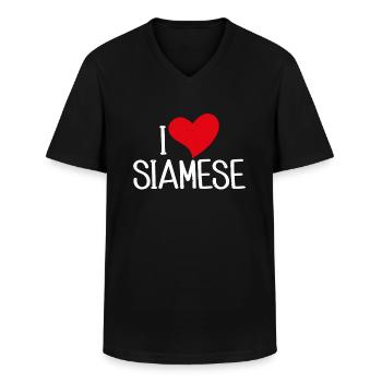 Siamesische Katze Geschenke - Männer-T-Shirt mit V-Ausschnitt - Schwarz - Vorne - AI Model Male 178 dark (178cm)