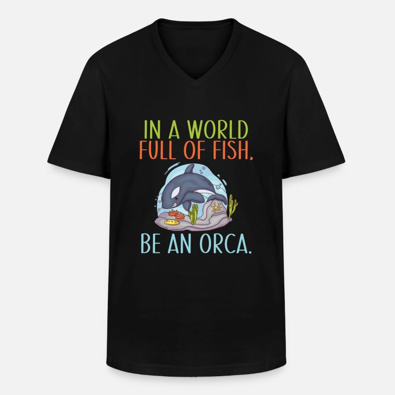 Orca Wal Geschenke - Männer-T-Shirt mit V-Ausschnitt - Schwarz