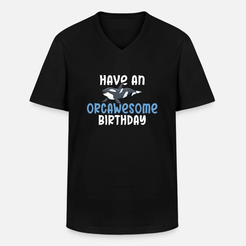Orca Wal Geschenke - Männer-T-Shirt mit V-Ausschnitt - Schwarz