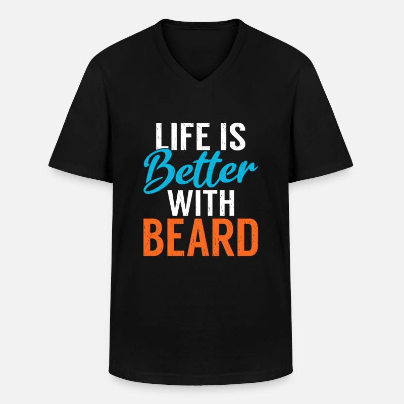 Giftidea Beard Men - Men's V-Neck T-Shirt - black