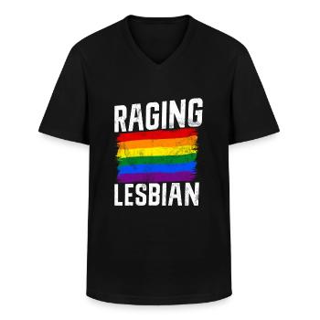 Cadeaux Lesbiens - T-shirt col V Homme - noir - Devant - AI Model Male 178 dark (178cm)