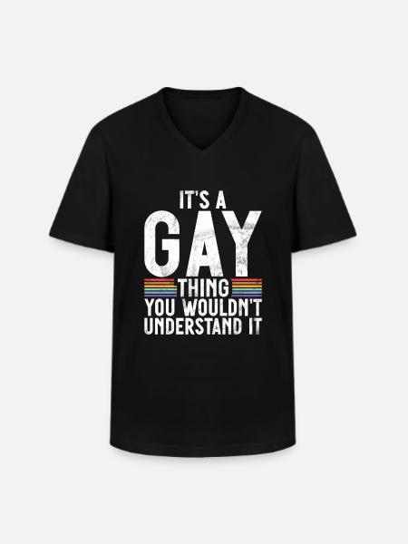 Cadeaux gays - T-shirt col V Homme - noir