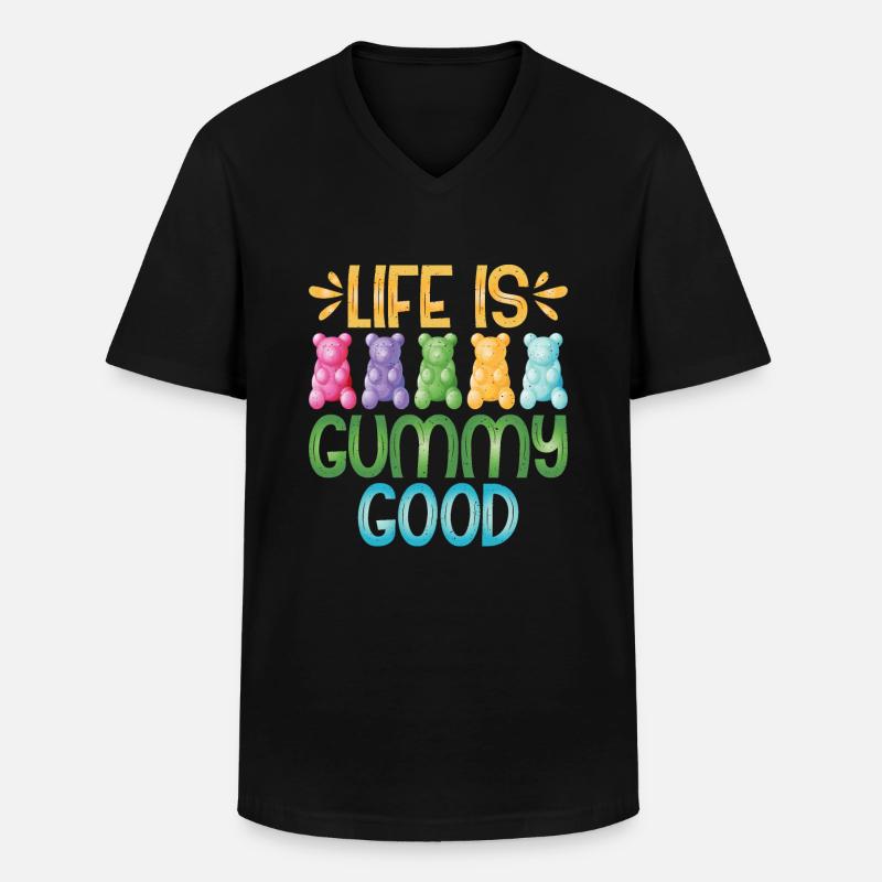 Candy Gift - Männer-T-Shirt mit V-Ausschnitt - Schwarz