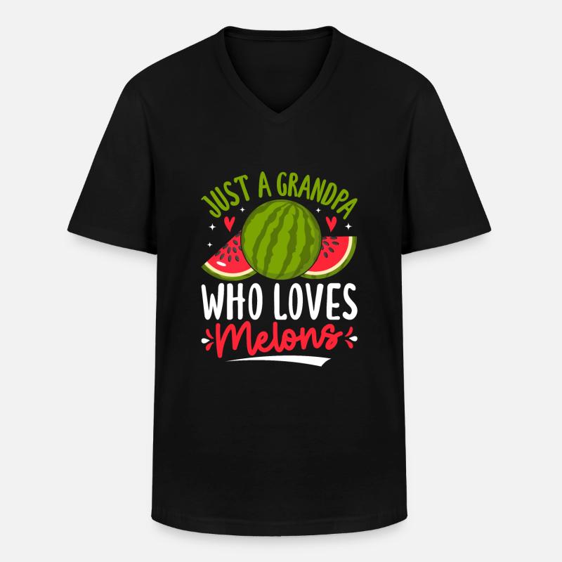 Melon Gift - Männer-T-Shirt mit V-Ausschnitt - Schwarz