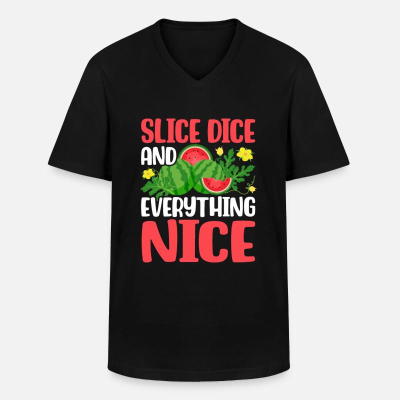 Melon Gift - Männer-T-Shirt mit V-Ausschnitt - Schwarz