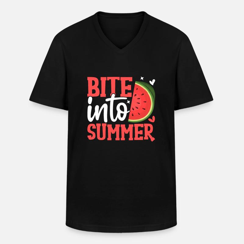 Melon Gift - Männer-T-Shirt mit V-Ausschnitt - Schwarz