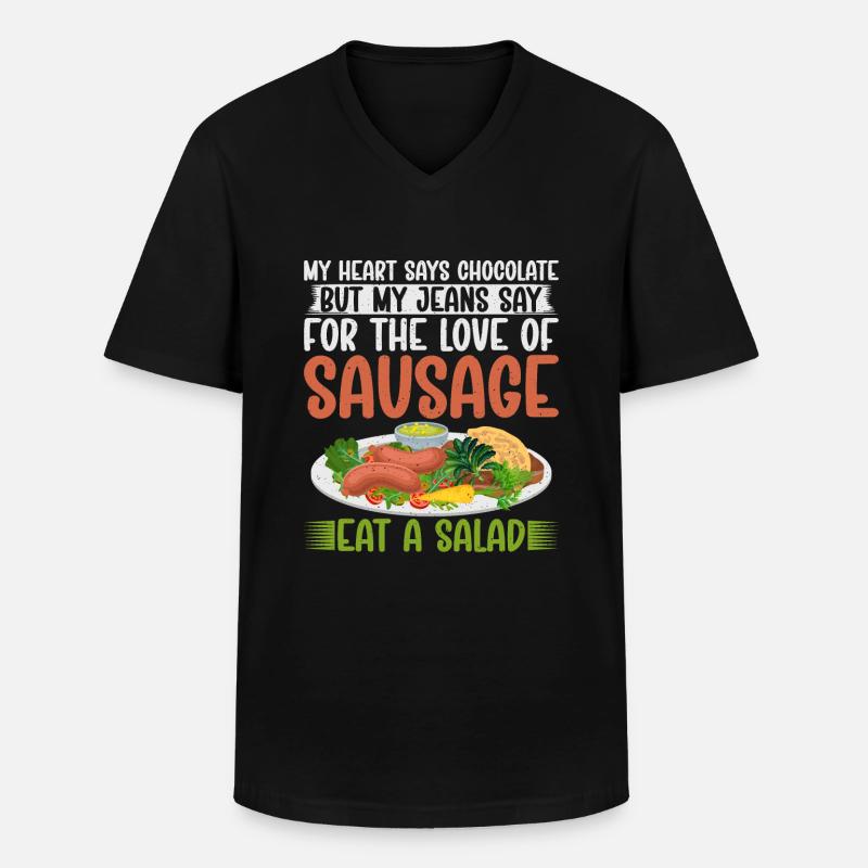 Sausage Lover - Männer-T-Shirt mit V-Ausschnitt - Schwarz