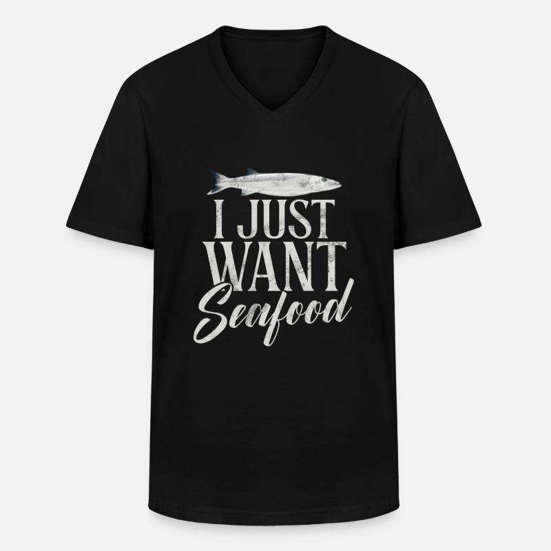 Seafood Lover Gift - Männer-T-Shirt mit V-Ausschnitt - Schwarz