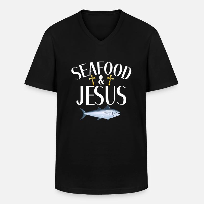 Seafood Lover Gift - Männer-T-Shirt mit V-Ausschnitt - Schwarz