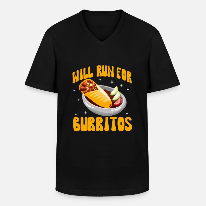 Burrito Gift - Männer-T-Shirt mit V-Ausschnitt - Schwarz