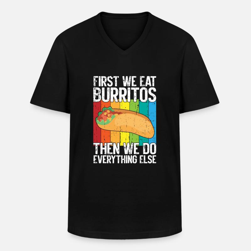 Burrito Gift - Männer-T-Shirt mit V-Ausschnitt - Schwarz