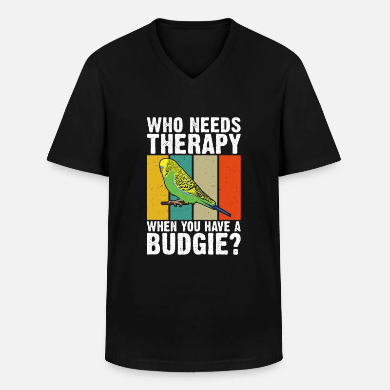 Budgie Gift - Männer-T-Shirt mit V-Ausschnitt - Schwarz