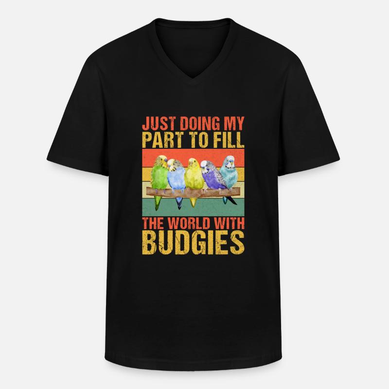 Budgie Gift - Männer-T-Shirt mit V-Ausschnitt - Schwarz