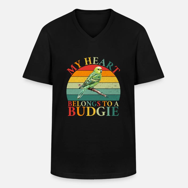 Budgie Gift - Männer-T-Shirt mit V-Ausschnitt - Schwarz