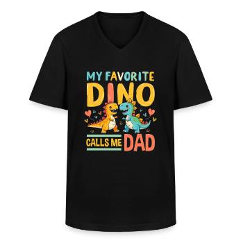Dinosaur Party Decorations - Men's V-Neck T-Shirt - black - Front - AI Model Male 178 dark (178cm)