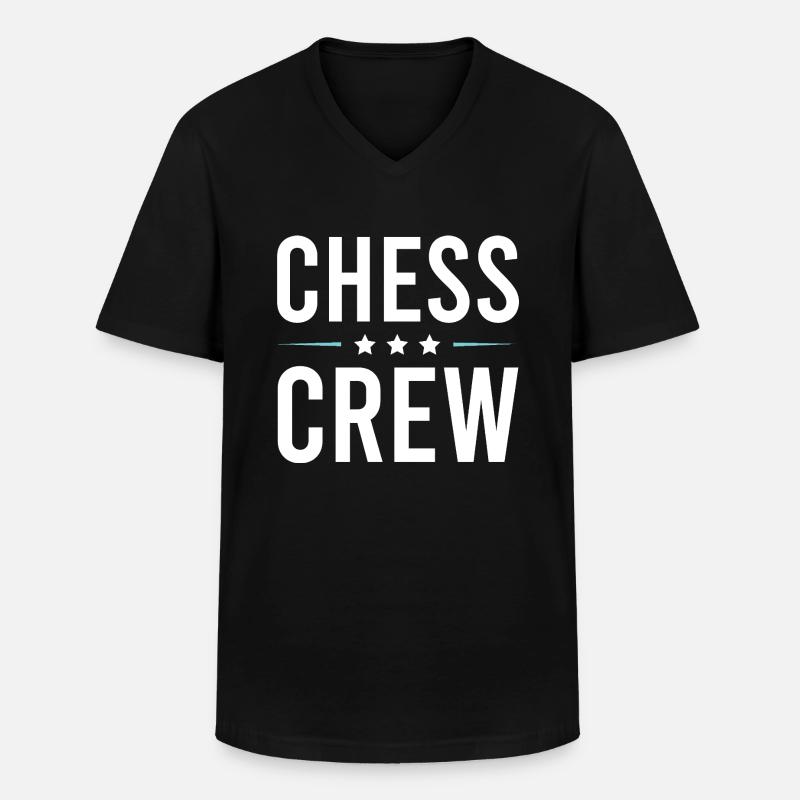 Chess Crew - Männer-T-Shirt mit V-Ausschnitt - Schwarz