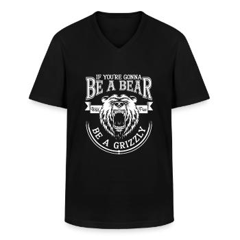 Sei Ein Bär, Sei Ein Grizzly – Wildnis Abenteuer - Männer-T-Shirt mit V-Ausschnitt - Schwarz - Vorne - AI Model Male 178 dark (178cm)