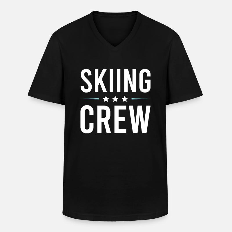 Skiing Crew - Männer-T-Shirt mit V-Ausschnitt - Schwarz