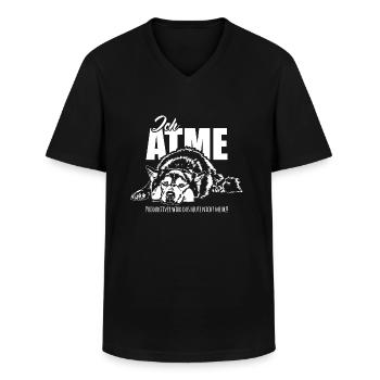 SIBERIAN HUSKY ich atme Hunde Spruch Wilsigns - Männer-T-Shirt mit V-Ausschnitt - Schwarz - Vorne - AI Model Male 178 dark (178cm)