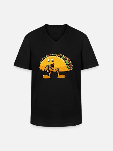 Taco eats a taco - Men's V-Neck T-Shirt - black