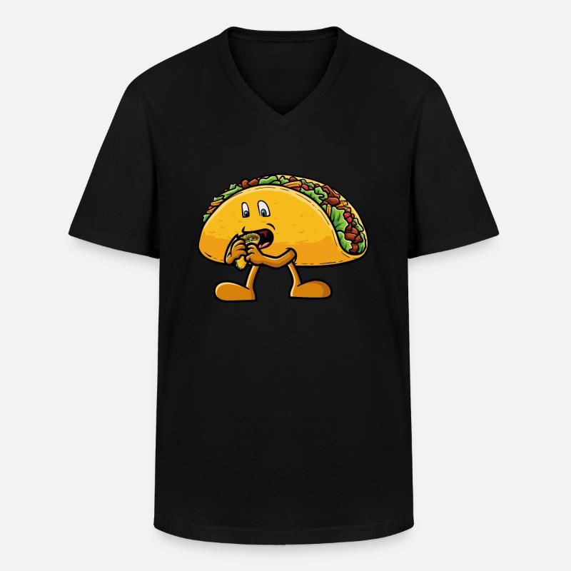 Taco eats a taco - Men's V-Neck T-Shirt - black