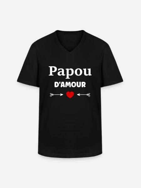 papou d'amour - T-shirt col V Homme - noir