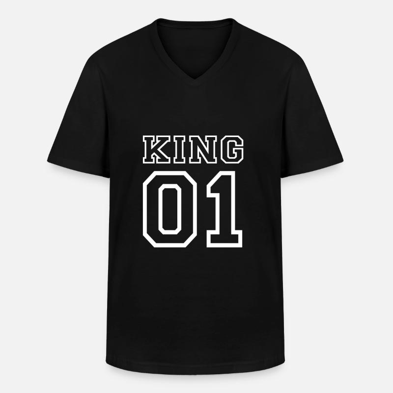 KING No. 1 - Männer-T-Shirt mit V-Ausschnitt - Schwarz
