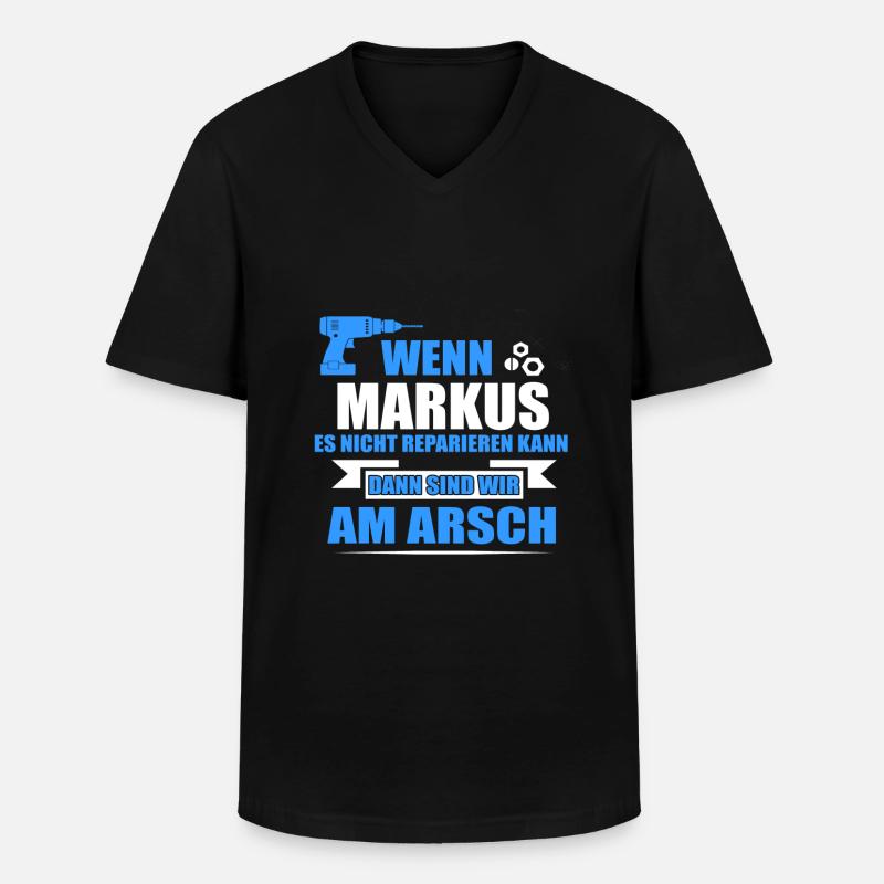 MARKUS -Geschenk - Männer-T-Shirt mit V-Ausschnitt - Schwarz