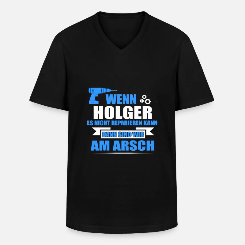 HOLGER -Geschenk - Männer-T-Shirt mit V-Ausschnitt - Schwarz