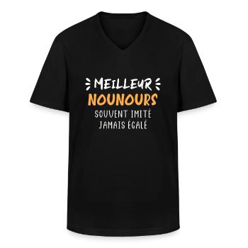 Souvent imité meilleur nounours - T-shirt col V Homme - noir - Devant - AI Model Male 178 dark (178cm)
