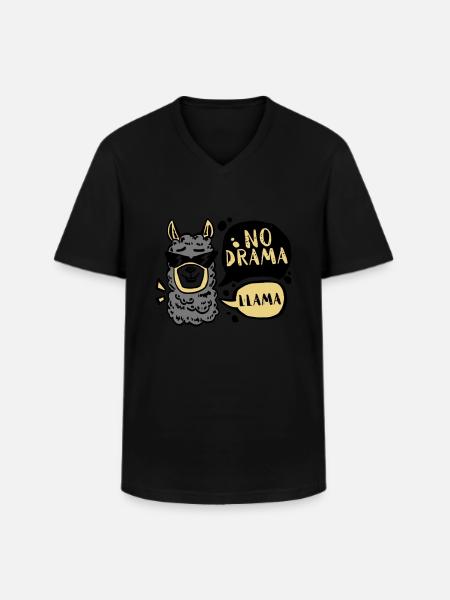 NO DRAMA - LLAMA - Men's V-Neck T-Shirt - black