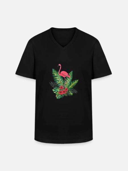 Tropical flamingo - Men's V-Neck T-Shirt - black